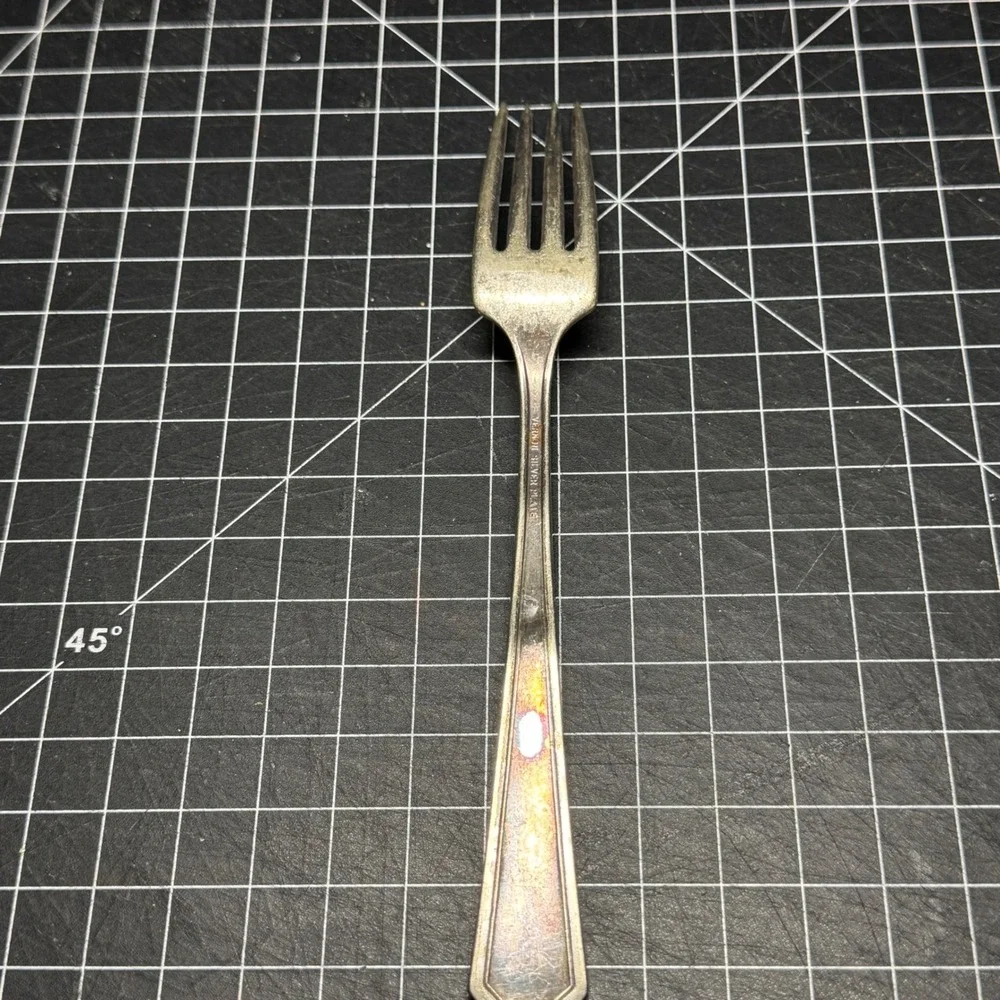Vintage Vernon Silver Plate Dinner Fork Art Deco Floral Pattern 7.5 Inch